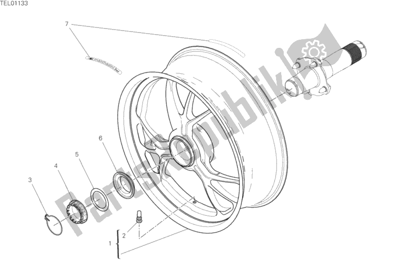 All parts for the Rear Wheel of the Ducati Superbike Panigale V4 S Corse 1100 2019